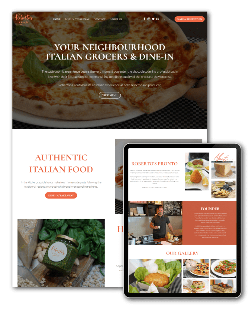 restaurant web design