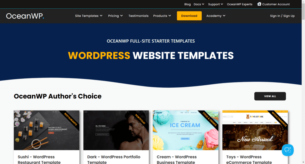 ocean wp wordpress classic theme